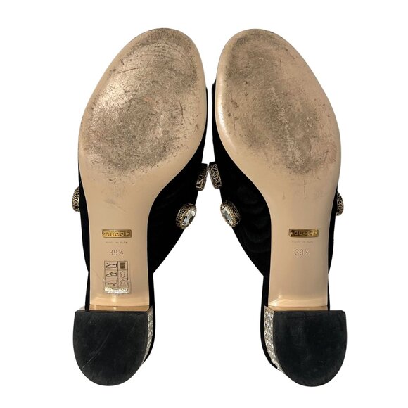 Gucci Moire Fabric Crystal Embellished Lyric Slide Sandals 39.5 - Picture 3 of 4